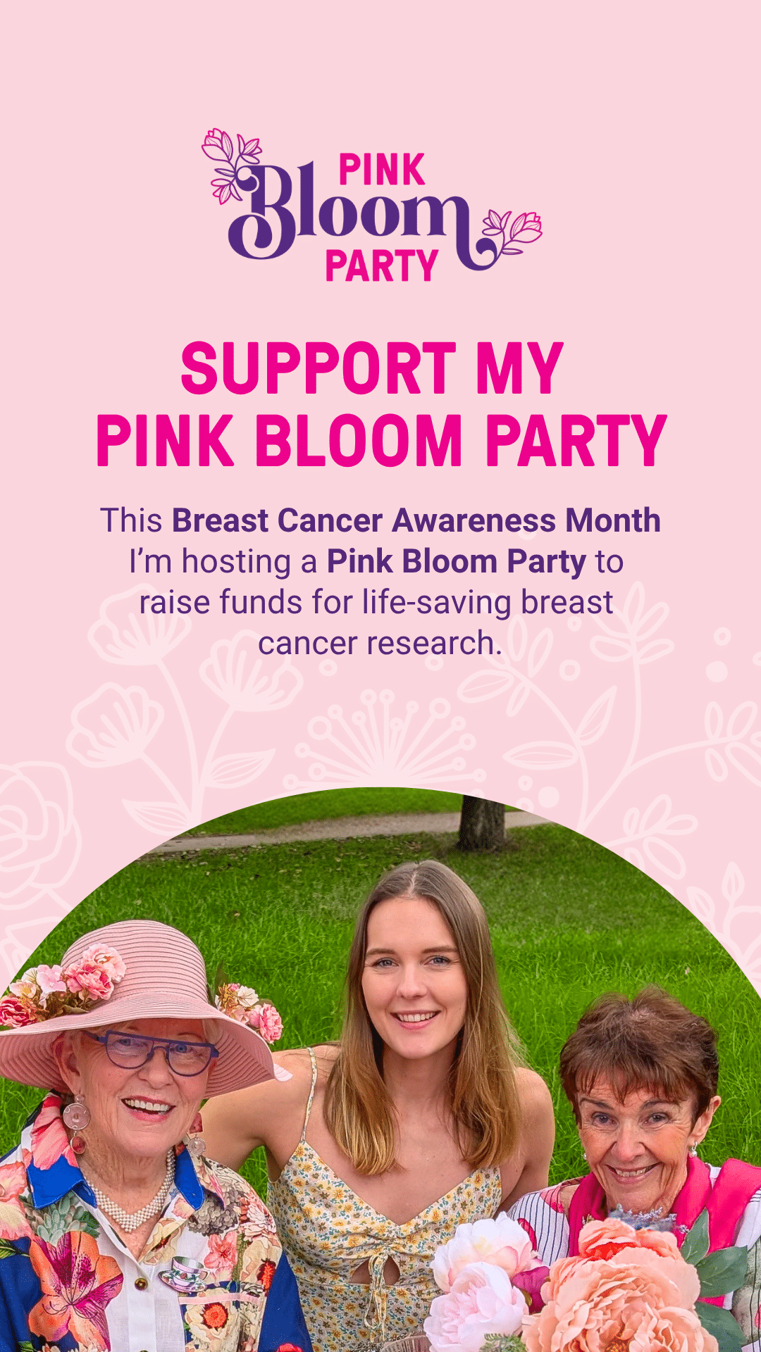 Support my Pink Bloom Party, raising funds for breast cancer research